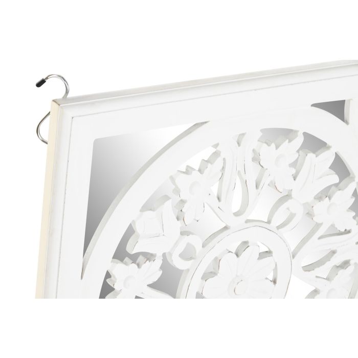 DKD Home Decor Decoración de Pared Romántica Blanca con Espejo Integrado y Marco de MDF, Diseño Cuadrado, Medidas 90x90 cm 1 DKD Home Decor Decoración de Pared Romántica Blanca con Espejo Integrado y Marco de MDF, Diseño Cuadrado, Medidas 90x90 cm 1