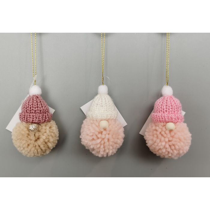 DKD Home Decor Decoración Colgante Navidad Poliéster Fantasía Rosa Marrón Blanco 5x5x16 cm 48 Unidades Surtido Aleatorio