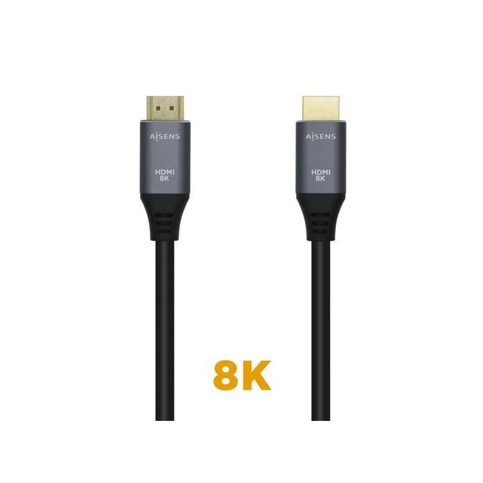 Aisens Cable Hdmi V2.1 Premium Alta Velocidad Hec 8K@60Hz 48 grbps A-M - A-M Gris-Negro 0,5M