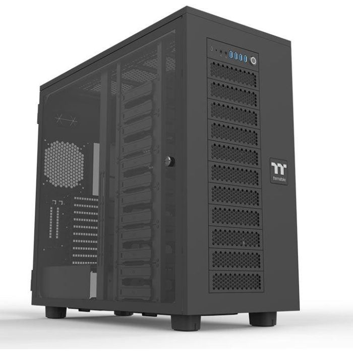 Thermaltake AX700 TG Torre PC Negra, Soporte Múltiples Ventiladores 120/140mm y Bahías HDD 2.5/3.5/5.25"