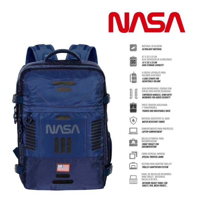 Mochila de Viaje Mercury Grande 47x23x33cm Spaceship NASA Azul Oscuro 1