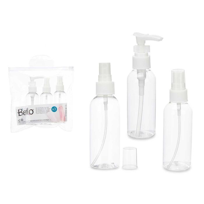 Set de Viaje 3 Botes Tapa Blanca Berilo - 15x21x3 cm, Plástico, Blanco y Transparente (36 Unidades) Set de Viaje 3 Botes Tapa Blanca Berilo - 15x21x3 cm, Plástico, Blanco y Transparente (36 Unidades)