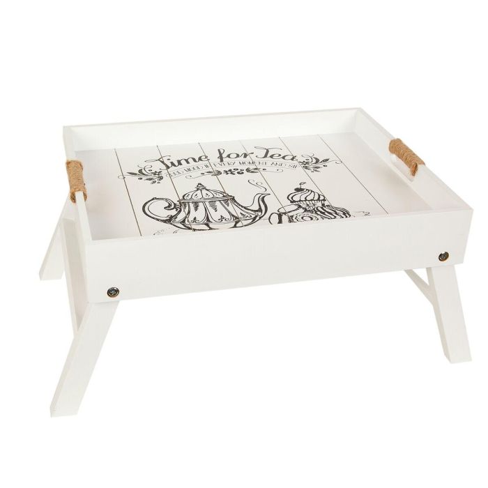 Bandeja de Cama Plegable Romimex Blanco Madera 56 x 36 x 24 cm Bandeja de Cama Plegable Romimex Blanco Madera 56 x 36 x 24 cm
