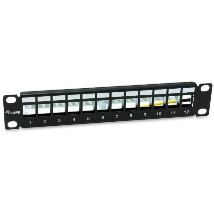 Equip Patchpanel 12x Cat6A 10" FTP 1HE Keystone Montage sw 0 Equip Patchpanel 12x Cat6A 10" FTP 1HE Keystone Montage sw 0