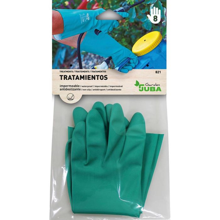 Juba Guante Fitosanitarios Interface Plus Verde T-06 Nitrilo Talla 6 Flocado Interior Largo 33cm Grosor 0.38mm Manipulación Productos Químicos 1