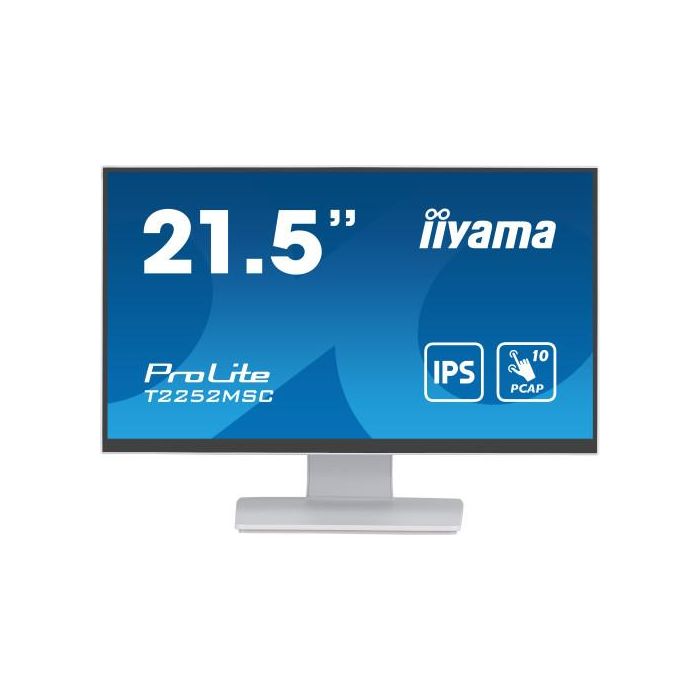 Iiyama Monitor Táctil 21.5" Full HD IPS, 1920x1080, 10 Puntos Táctiles, HDMI, DisplayPort, USB 3.0, Blanco - T2252MSC-W2