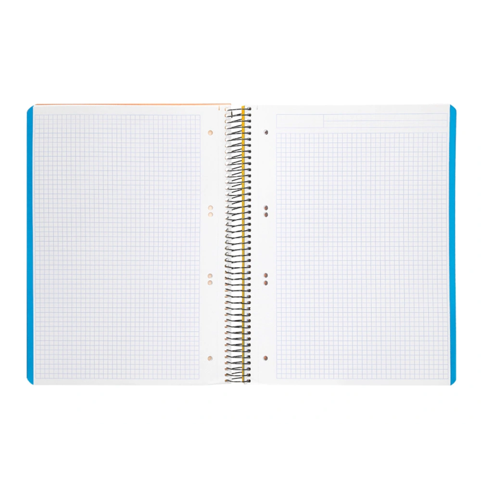 Liderpapel Cuaderno espiral A5 micro wonder tapa plástico 120h 90gr cuadro 5mm 5 bandas 6 taladros color amarillo 6