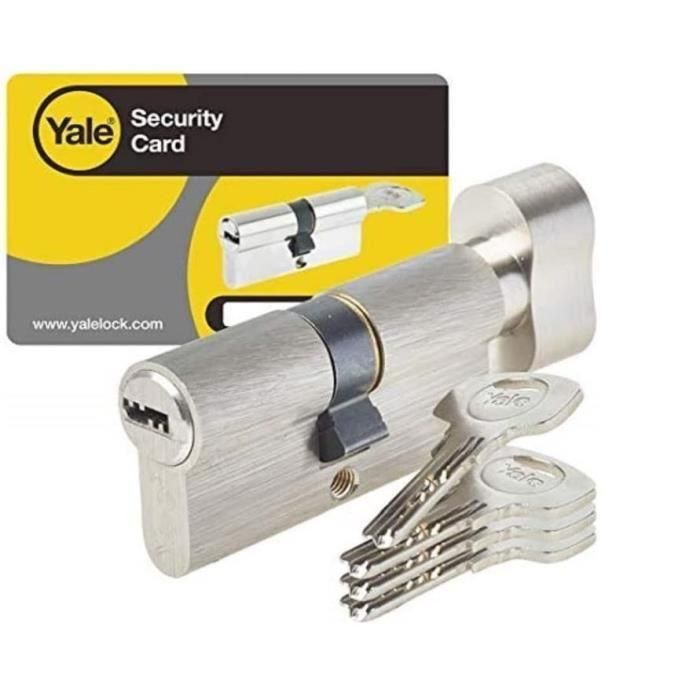 Cilindro de bloqueo de perilla YALE - Para puerta de entrada / exterior - 6 pines - 4 llaves - 30 x 30 mm 1 Cilindro de bloqueo de perilla YALE - Para puerta de entrada / exterior - 6 pines - 4 llaves - 30 x 30 mm 1