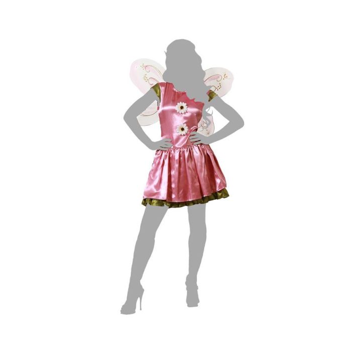 Disfraz Hada Rosa Vestido Brillante Con Alas Mujer Adulto Talla M-L