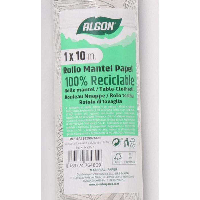 Rollo Mantel Leaves3 con Mandril 1X10 Algon (12 Unidades) 4 Rollo Mantel Leaves3 con Mandril 1X10 Algon (12 Unidades) 4
