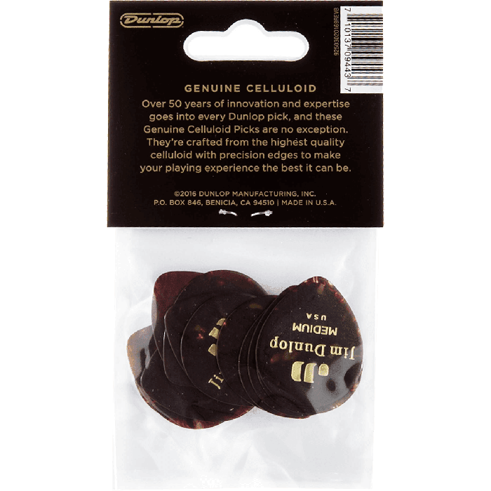 Dunlop Pack 12 Púas Genuine Celluloid Teardrop Medium 2 Dunlop Pack 12 Púas Genuine Celluloid Teardrop Medium 2