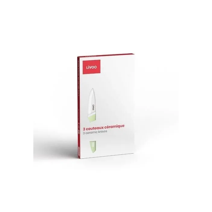 Livoo MEC137 Bloque de Cuchillos de 3 Piezas - 7,5 / 10 / 12,5 cm - Hoja de Cerámica - Apto para Lavavajillas 1
