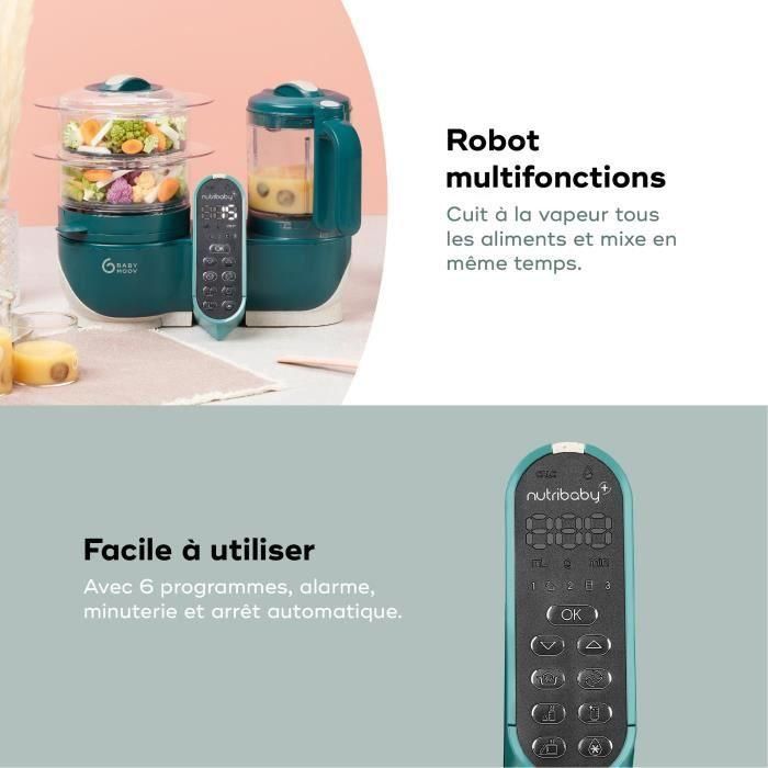 Babymoov Nutribaby+ - Robot multifunción 6 en 1 - Vapor/mezclador Opal Green 3 Babymoov Nutribaby+ - Robot multifunción 6 en 1 - Vapor/mezclador Opal Green 3