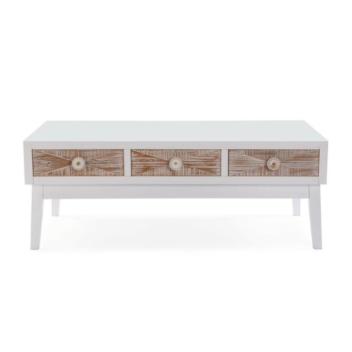 Versa Mesa Centro con 3 Cajones Sira, 110x60x41 cm, Madera MDF y Pino 2 Versa Mesa Centro con 3 Cajones Sira, 110x60x41 cm, Madera MDF y Pino 2