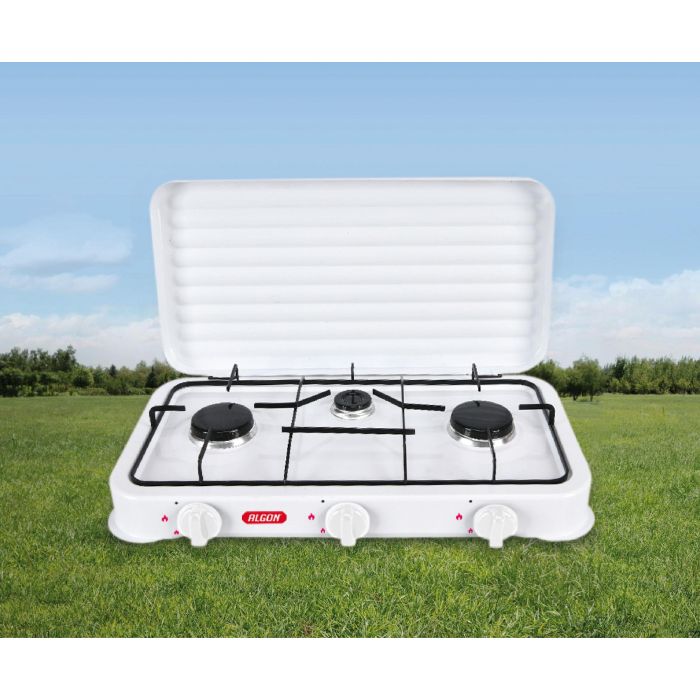 Hornillo de gas 3 fuegos con tapa Algon BBQ (2 Unidades) 5 Hornillo de gas 3 fuegos con tapa Algon BBQ (2 Unidades) 5