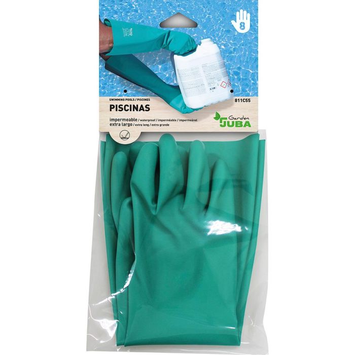 Juba Guante nitrilo satinado verde t-09, trabajos piscina, químicos, talla 9, extra largo 46 cm 1 Juba Guante nitrilo satinado verde t-09, trabajos piscina, químicos, talla 9, extra largo 46 cm 1