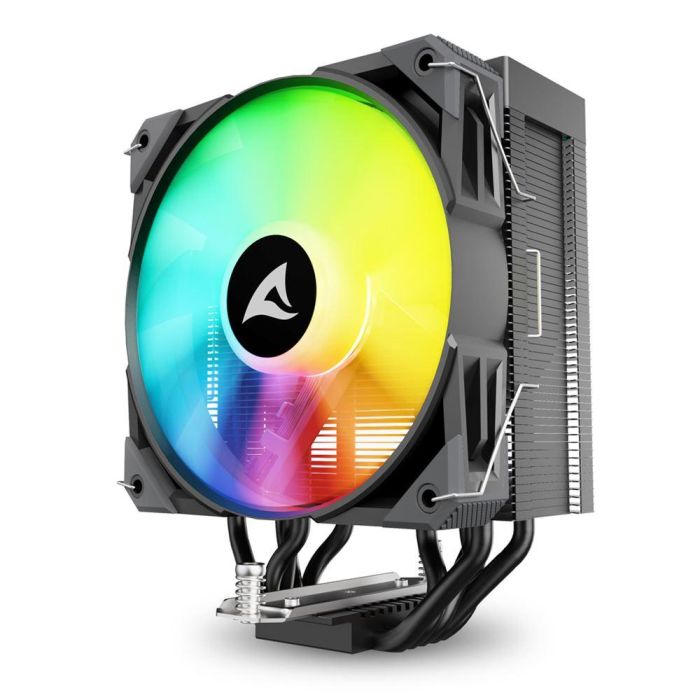 Sharkoon A50 RGB Refrigerador de Aire CPU Single Tower con Ventilador 120mm RGB Efecto Espejo Infinito, 5 Tubos de Cobre, 230W TDP Negro 1