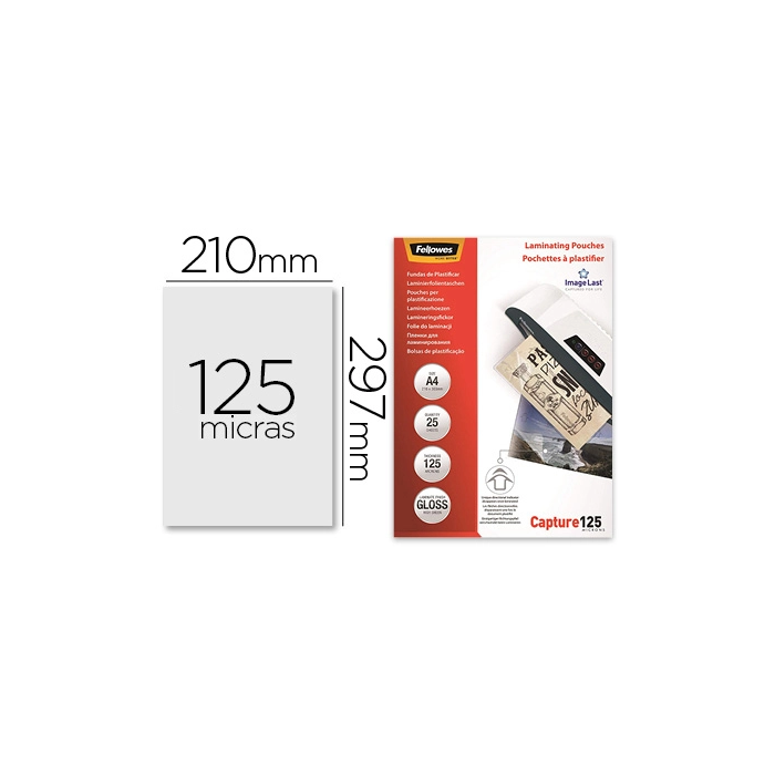 Fellowes Bolsas de Plastificar Brillo Din A4 125 mc Pack 25 Unidades 0 Fellowes Bolsas de Plastificar Brillo Din A4 125 mc Pack 25 Unidades 0