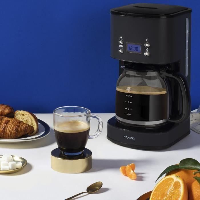 Cafetera programable - HKoeNIG - MG32 - 1,5 L (12 tazas) - 1000 W - Pantalla LCD - Mantener caliente - Negra y acero inoxidable 4 Cafetera programable - HKoeNIG - MG32 - 1,5 L (12 tazas) - 1000 W - Pantalla LCD - Mantener caliente - Negra y acero inoxidable 4