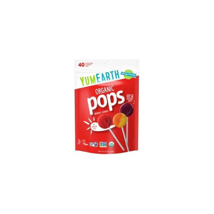 YUM EARTH Piruletas Orgánicas Frutas 8 Sabores 40 Uds - Sin Gluten, Veganas, Sin Alérgenos Comunes
