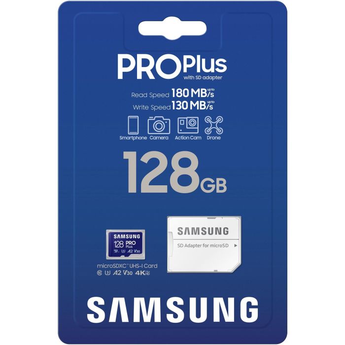 Samsung MB-MD128SA/EU Tarjeta de Memoria microSDXC PRO Plus 2023 128GB, 180MB/s Lectura, 130MB/s Escritura, Clase U3 V30 A2 7 Samsung MB-MD128SA/EU Tarjeta de Memoria microSDXC PRO Plus 2023 128GB, 180MB/s Lectura, 130MB/s Escritura, Clase U3 V30 A2 7