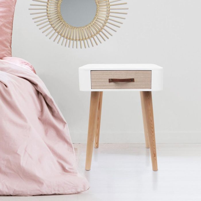 Home Deco Factory Mesita De Noche Blanca Estilo Escandinavo 35x35 cm h.48 cm 3 Home Deco Factory Mesita De Noche Blanca Estilo Escandinavo 35x35 cm h.48 cm 3