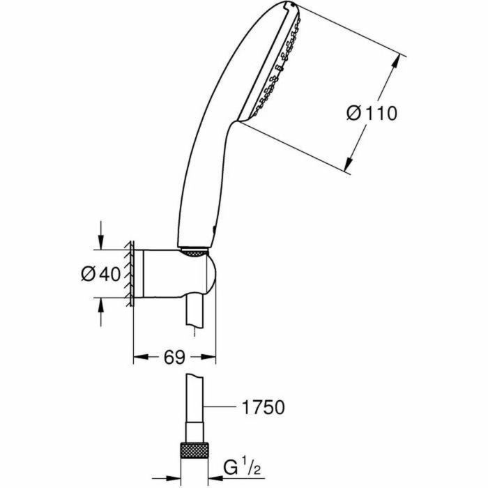 Grohe 27944001 Vitalio Start 110 Set de Ducha - Rociador Lluvia 1 Chorro, Soporte, Flexo 1,75m - Ahorro Agua 2 Grohe 27944001 Vitalio Start 110 Set de Ducha - Rociador Lluvia 1 Chorro, Soporte, Flexo 1,75m - Ahorro Agua 2