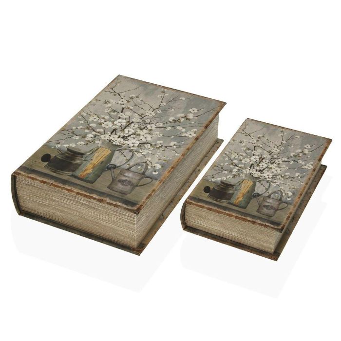 Caja Decorativa Versa Libro Flores Lienzo Madera MDF 7 x 27 x 18 cm 0 Caja Decorativa Versa Libro Flores Lienzo Madera MDF 7 x 27 x 18 cm 0