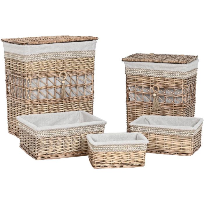 Cesta Ropa Shabby DKD Home Decor Natural Beige 35 x 55 x 47 cm Set de 5