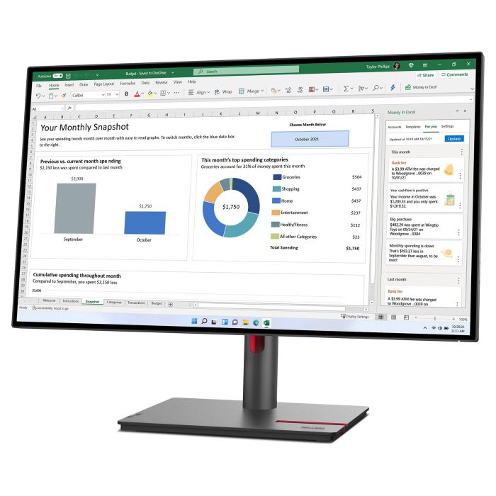 Lenovo ThinkVision P27h-30 27" 2560x1440 4ms Monitor Negro 6