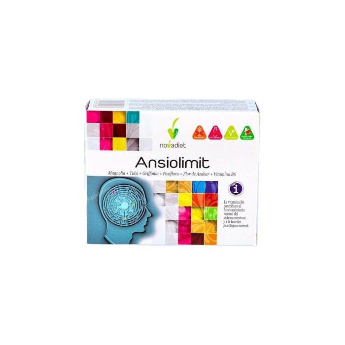 NOVADIET Ansiolimit 60 Cápsulas con Vitamina B6 para el Sistema Nervioso con Magnolia, Pasiflora y Grifonia