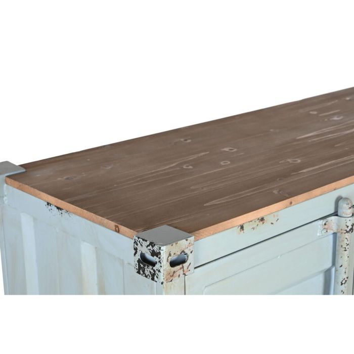 DKD Home Decor Armario Vintage Metal Azul Celeste 112x46x174 cm Estilo Contenedor con 2 Puertas, 3 Cajones, 2 Estantes 5