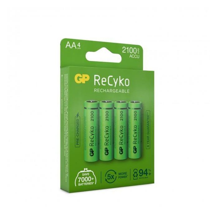 GP ReCyko NiMH Battery, AA, 2100mAh, 4-p 2 GP ReCyko NiMH Battery, AA, 2100mAh, 4-p 2