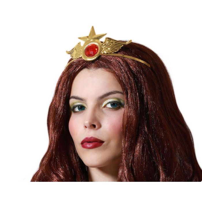 Diadema Metal Superheroína Mujer Dorado