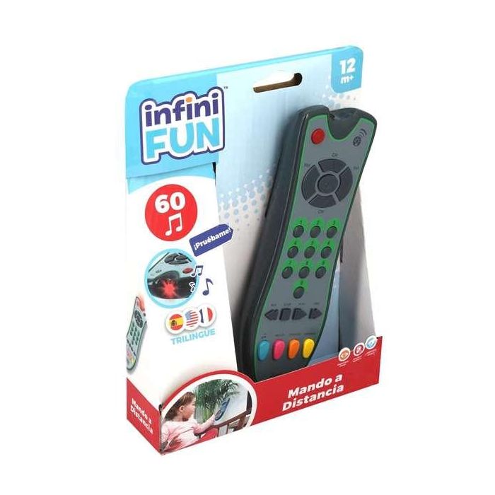 Mando a distancia infini fun. incluye 24 teclas luces y sonidos en tres idiomas ( español,ingles,frances). 1 Mando a distancia infini fun. incluye 24 teclas luces y sonidos en tres idiomas ( español,ingles,frances). 1