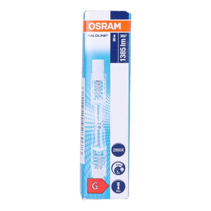Osram Haloline 78mm Bombilla Halógena Lineal 80W (Equiv. 100W) R7s 220V Luz Cálida Larga Vida Ultra Brillo Regulable 1
