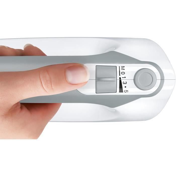 Batidora ErgoMixx 450 W - BOSCH MFQ36400 blanco/gris - 5 velocidades + turbo - 2 batidores de acero inoxidable - 2 ganchos amasadores de acero inoxidable - 5 Batidora ErgoMixx 450 W - BOSCH MFQ36400 blanco/gris - 5 velocidades + turbo - 2 batidores de acero inoxidable - 2 ganchos amasadores de acero inoxidable - 5