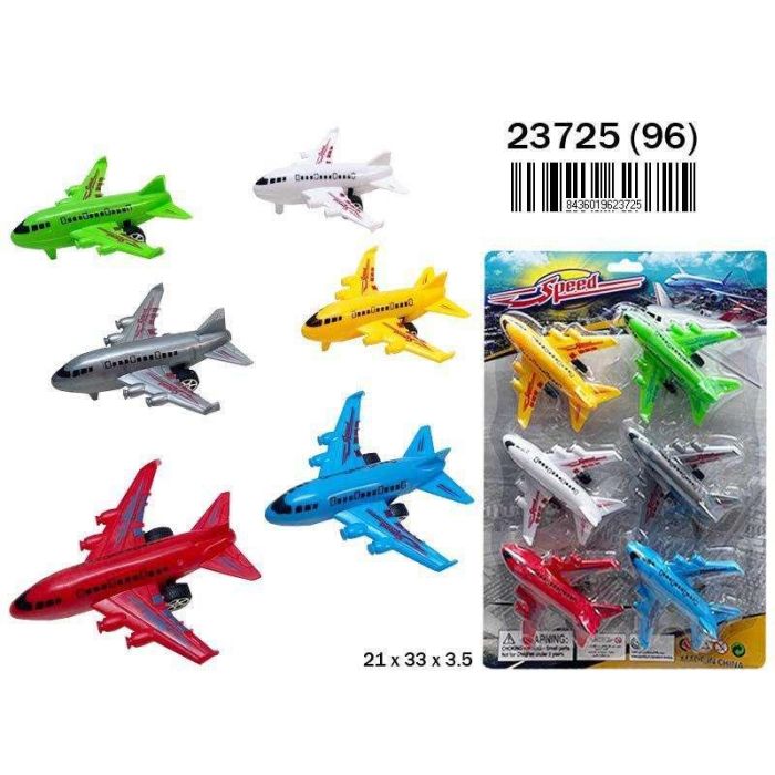 Aviones comerciales set con 6 unidades. 21x33x3,5 cm