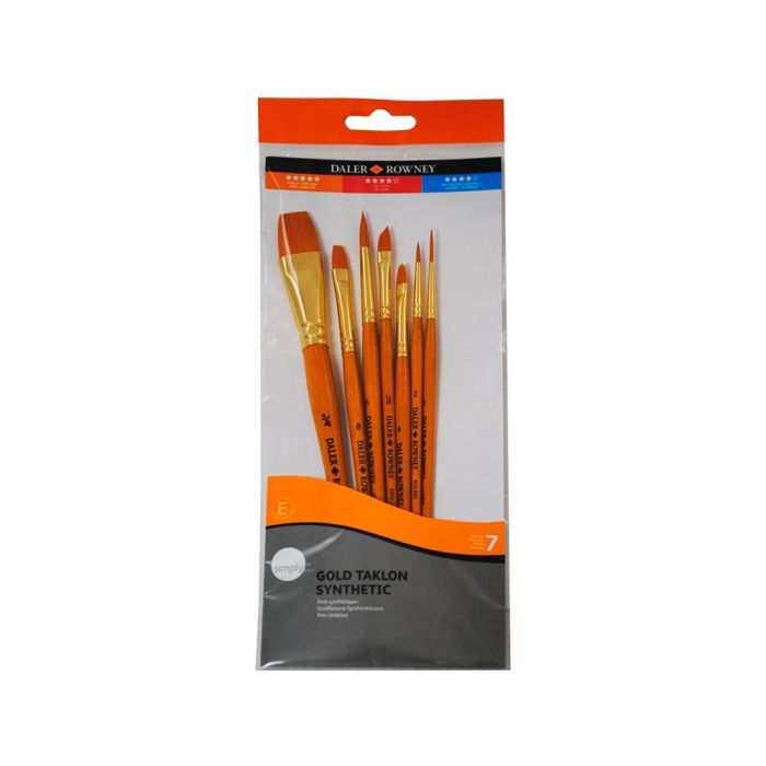 Pinceles Daler Rowney Simply Art Sintentico Mango Corto Dorado Blister De 7 Unidades 1