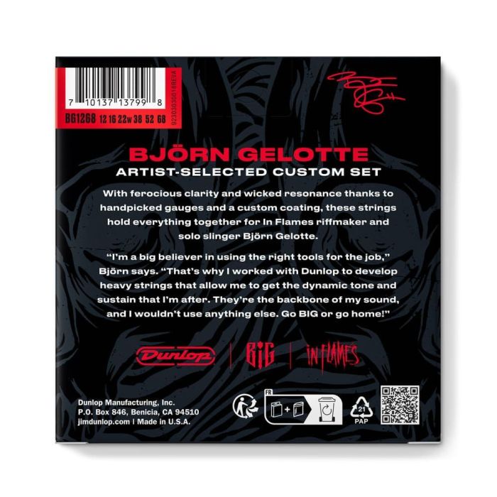 Juego Eléctrica Lab Bjorn Gelotte 12-68 Dunlop 1 Juego Eléctrica Lab Bjorn Gelotte 12-68 Dunlop 1
