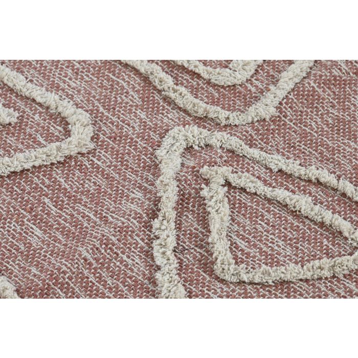 DKD Home Decor Alfombra Urban Algodón y Poliéster Rosa y Blanco 180x120 cm 1300 gsm con Flecos 2