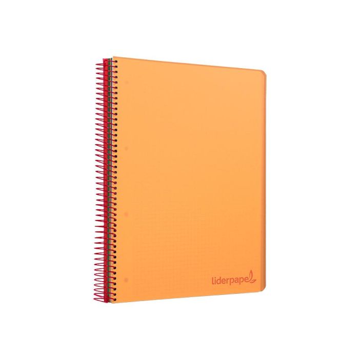 Cuaderno Espiral Liderpapel A5 Micro Wonder Tapa Plastico 120H 90 gr Cuadro 5 mm 5 Bandas 6 Taladros Color Naranja 4