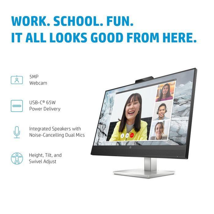 HP E27m G4 Monitor de Conferencias QHD USB-C Certificado Zoom, Webcam 5MP, Altavoces Frontales, Micrófonos Duales, Carga Portátil 65W 16