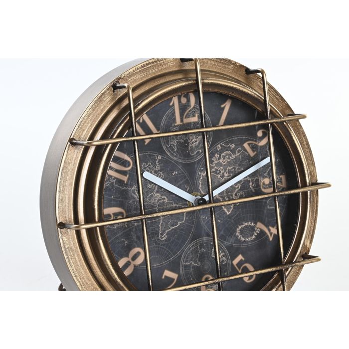 DKD Home Decor Reloj Sobremesa Loft Dorado Plateado 17 x 29 x 22 cm (2 Unidades) 1