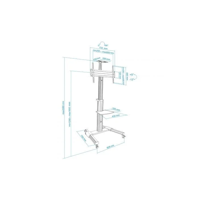 TOOQ Soporte suelo ruedas tv horizontal/vertical 37-70 4
