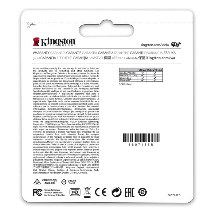 Memoria USB Kingston DataTraveler DTMC3G2 256 GB Negro Plateado 256 GB 7