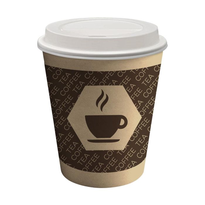 Set de 12 vasos de cartón café con tapa y agujero 120 ml - Algon (18 Cajas) 1 Set de 12 vasos de cartón café con tapa y agujero 120 ml - Algon (18 Cajas) 1