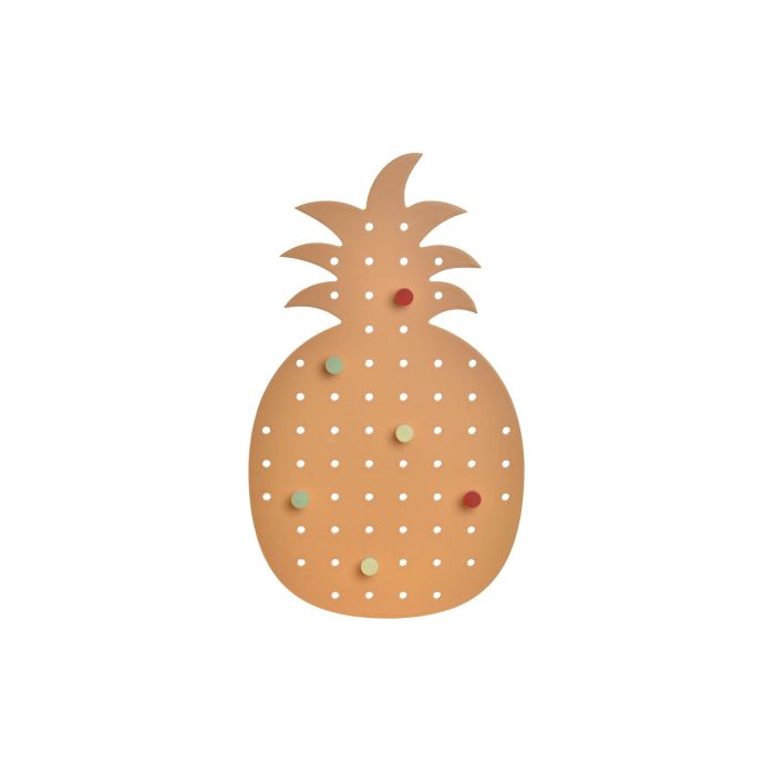 DKD Home Decor Perchero de Pared Tropical Naranja de Madera con Diseño de Piña y 6 Ganchos de Colgar 37.5x21.5cm
