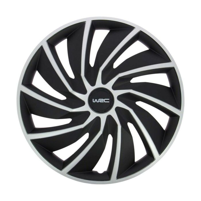WRC Juego de 4 Tapacubos Bicolores 14 Pulgadas Negro Mate y Gris Plateado Diseño Deportivo TURBO en ABS 0 WRC Juego de 4 Tapacubos Bicolores 14 Pulgadas Negro Mate y Gris Plateado Diseño Deportivo TURBO en ABS 0