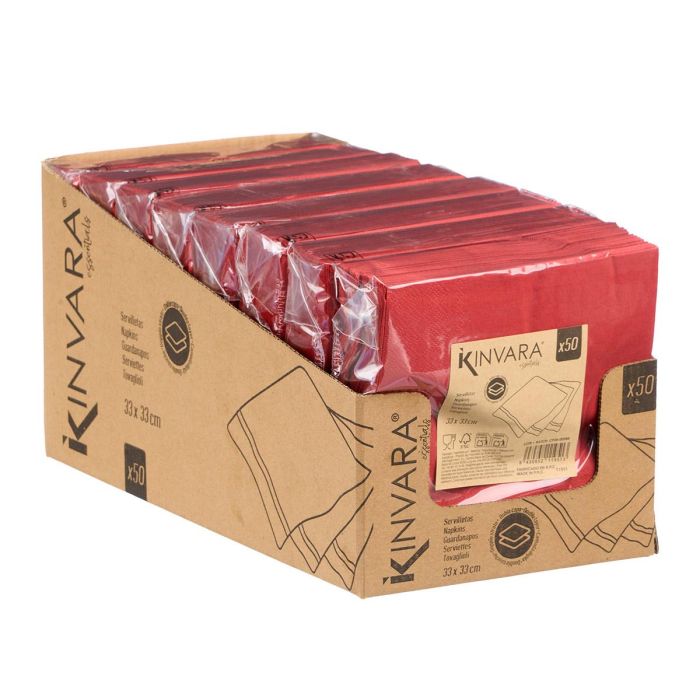 Set 50 Servilletas 33x33 cm Granate - Kinvara (16 Unidades) 2 Set 50 Servilletas 33x33 cm Granate - Kinvara (16 Unidades) 2